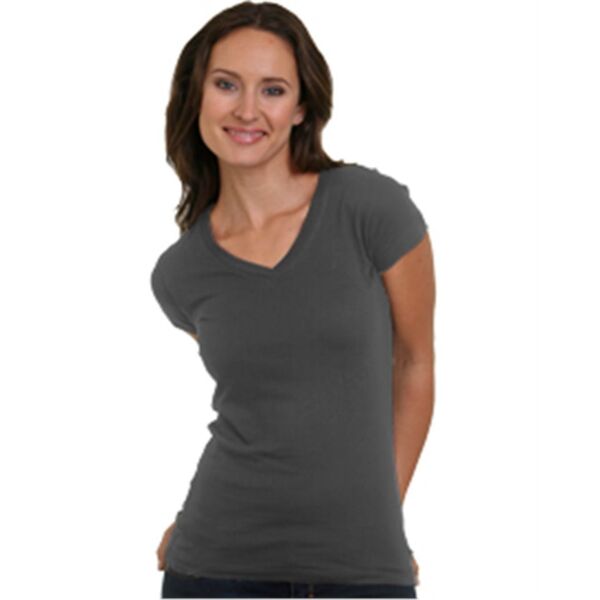 Juniors' USA-Made V-Neck Cotton Tee Thumbnail